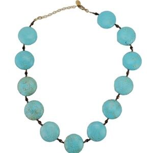 Vtg Danny Acosta DA Design Choker Necklace 9” Turquoise 12 Round  1” Coin Style